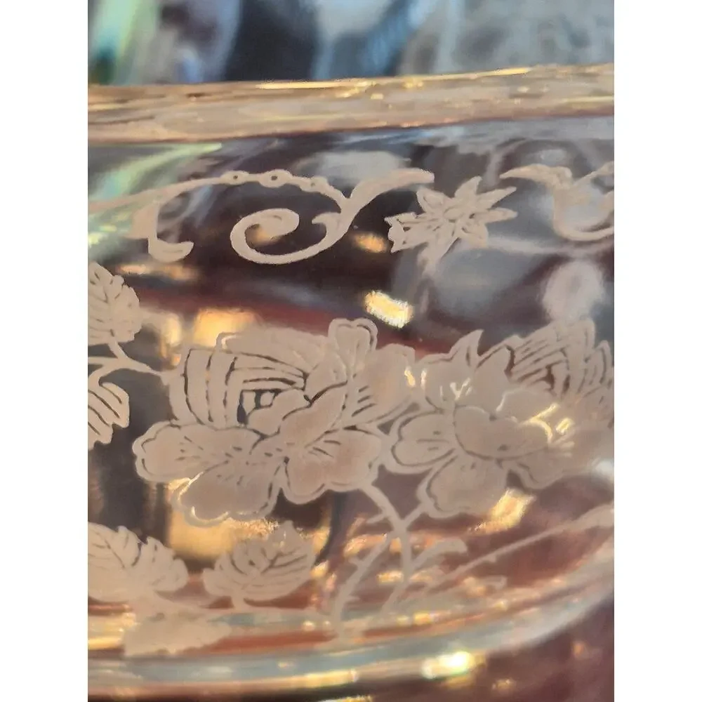 Rare Fostoria Midnight Rose Divided Relish Dish Etched Depression Glass Vtg 30s